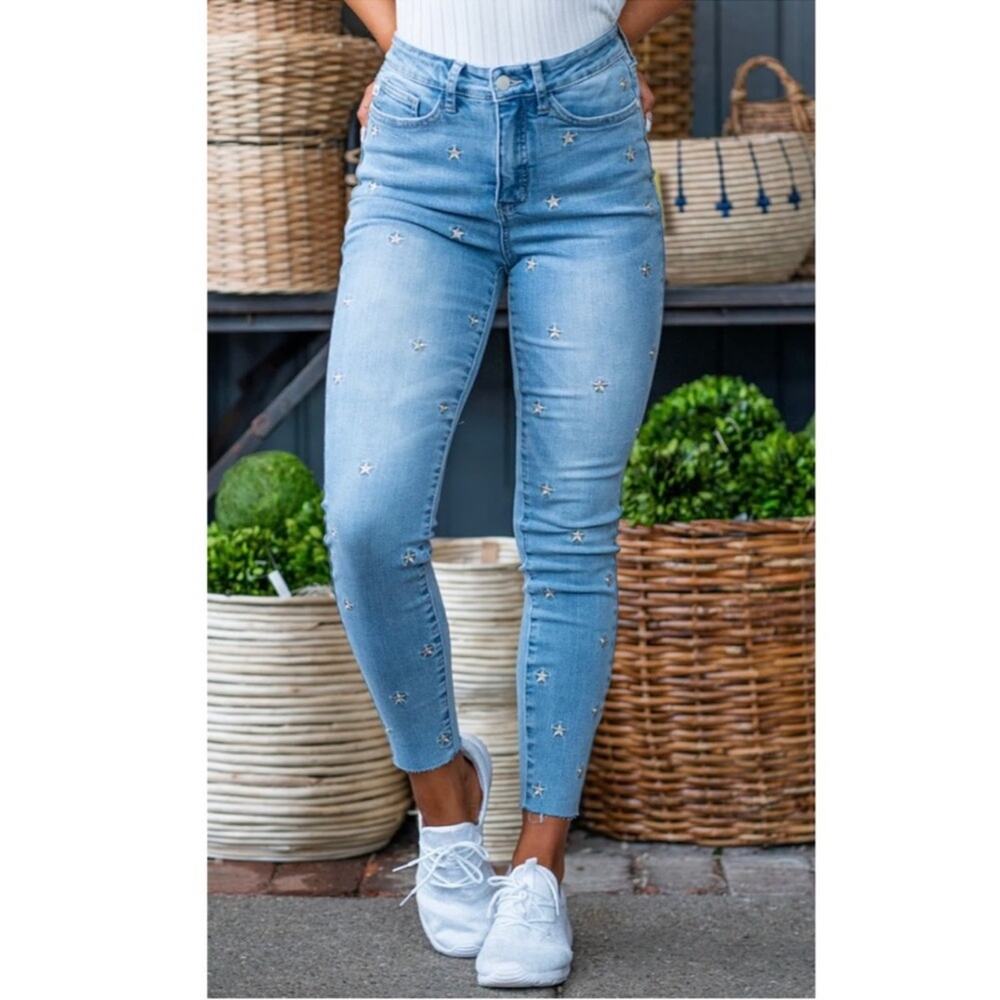 Judy Blue Star Embroidered High Rise Skinny Stretch Women's Jeans Size 27